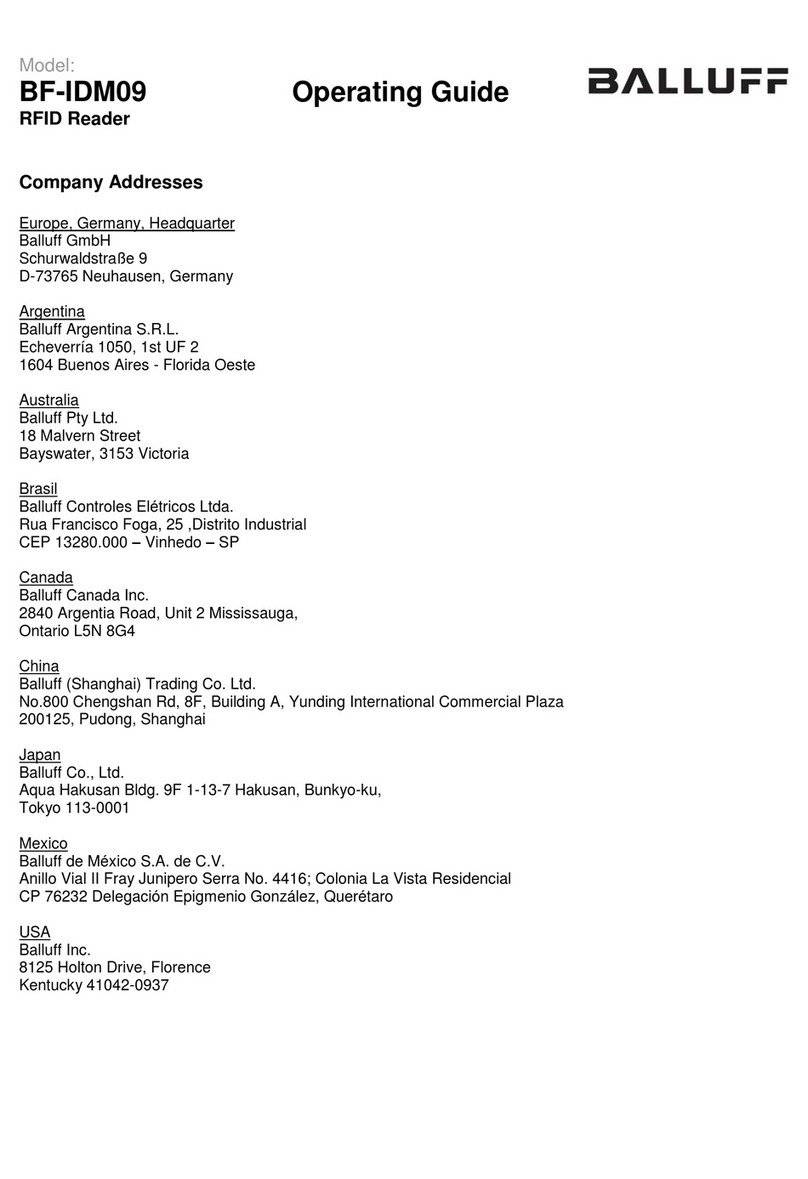 Balluff BF-IDM09 Manuel utilisateur Balluff BF-IDM09 Manuel utilisateur