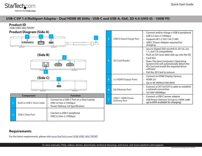 StarTech.com 102B-USBC-MULTIPORT Manuel utilisateur