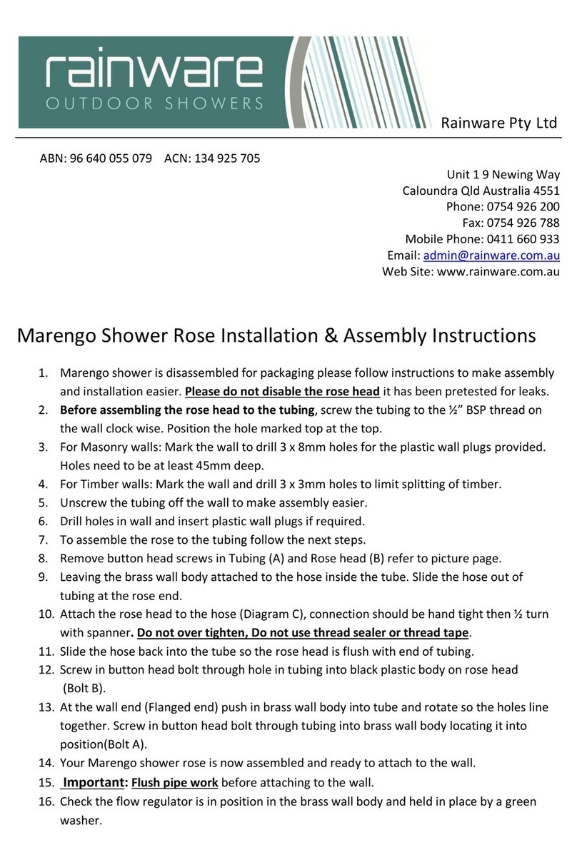 Rainware Marengo Mode d’emploi