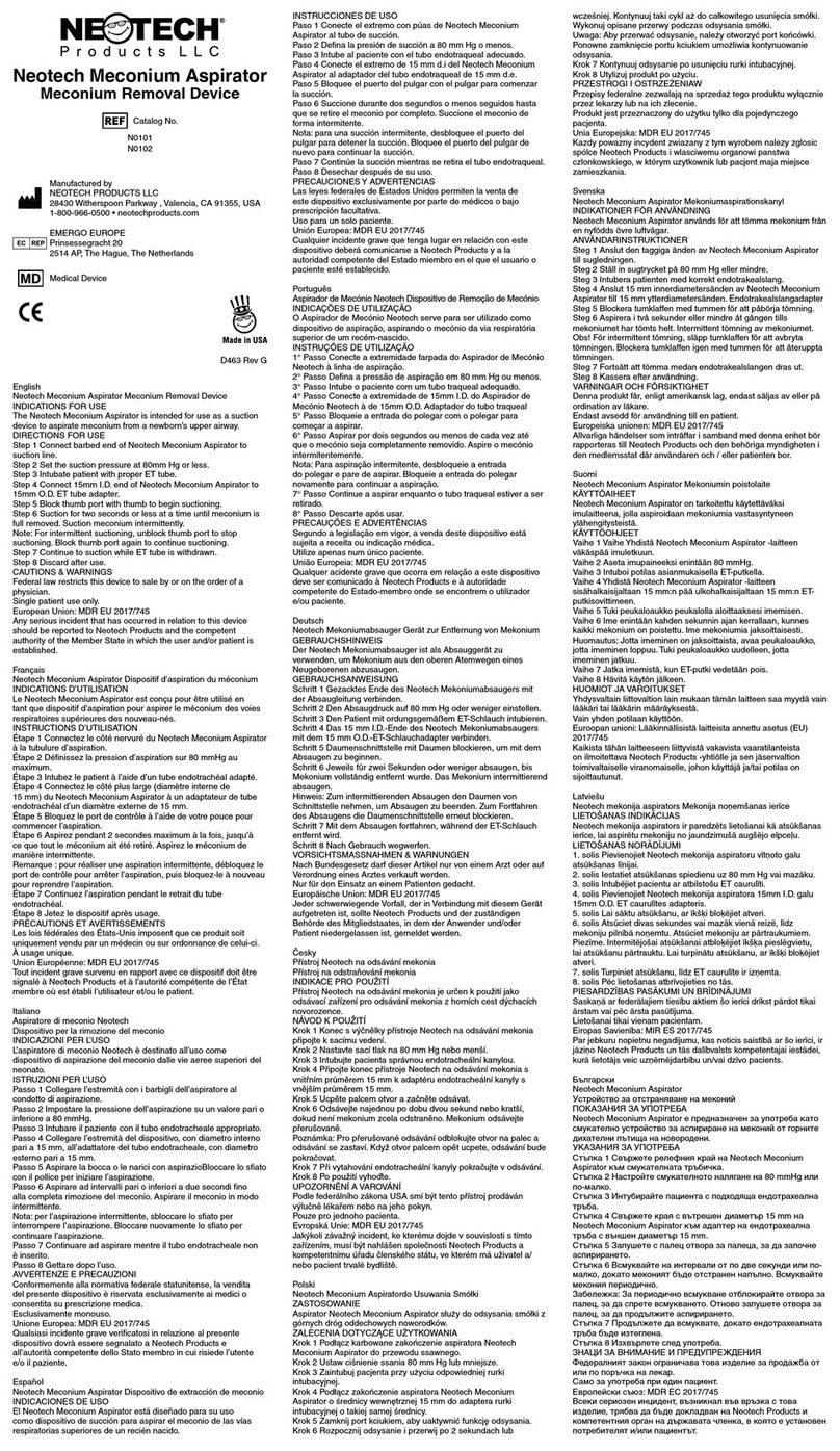 NeoTech N0101 Manuel utilisateur NeoTech N0101 Manuel utilisateur