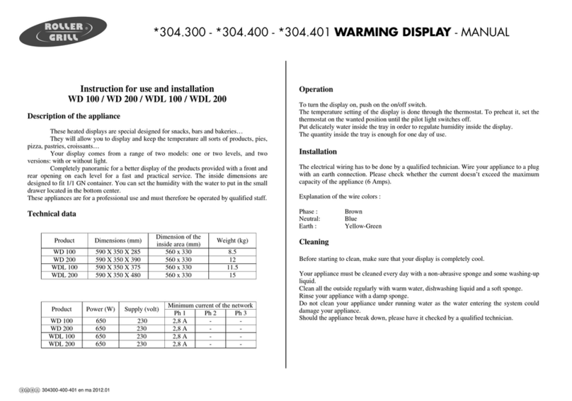 Roller Grill WD 100 Manuel utilisateur