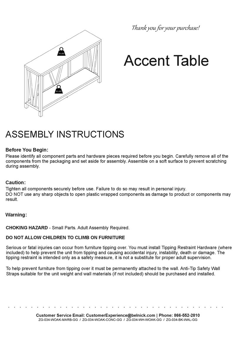Belnick Accent Table Manuel utilisateur Belnick Accent Table Manuel utilisateur