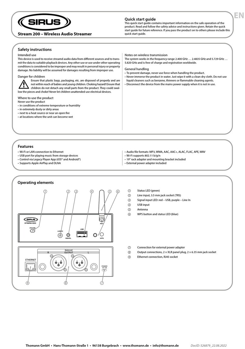 Sirus Stream 200 Manuel utilisateur