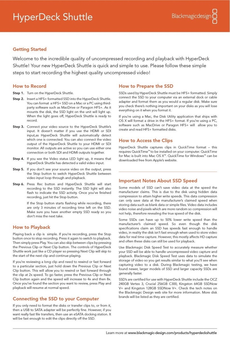 Blackmagicdesign HyperDeck Studio Manuel utilisateur