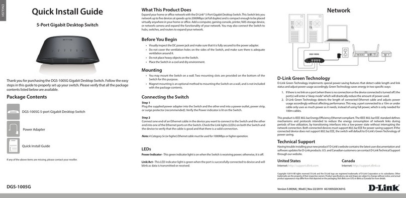 D-Link DGS-1005G Manuel utilisateur