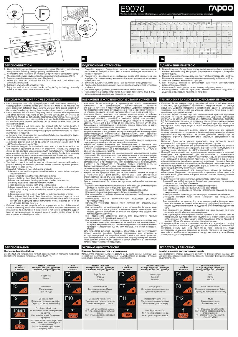 Rapoo E9070 Manuel utilisateur Rapoo E9070 Manuel utilisateur