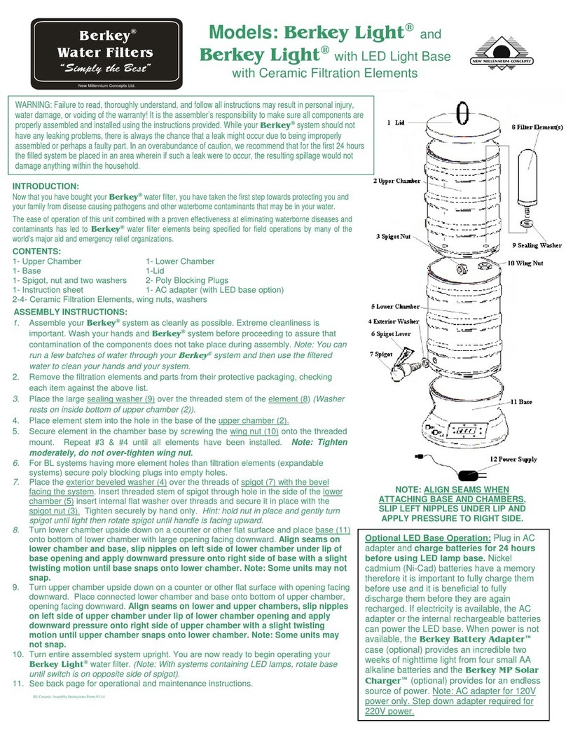 NEW MILLENIUM CONCEPTS Berkey Light Manuel utilisateur NEW MILLENIUM CONCEPTS Berkey Light Manuel utilisateur