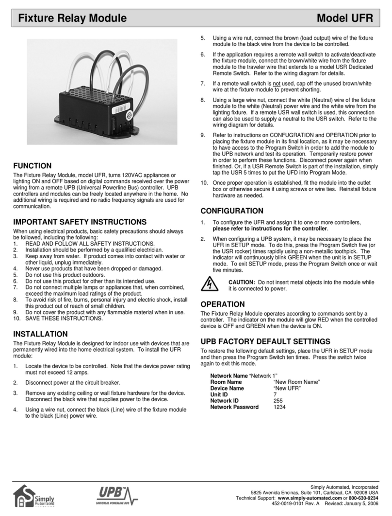 Simply Automated UFR Manuel utilisateur