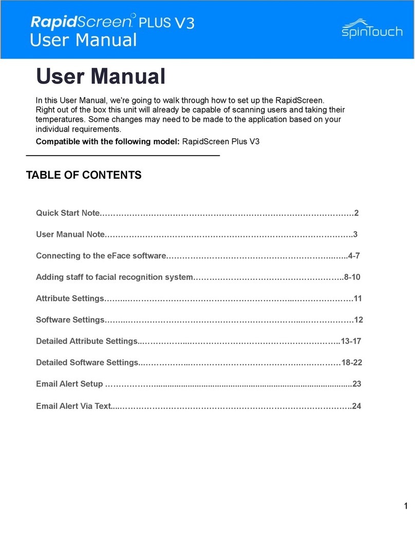SpinTouch RapidScreen PLUS V3 Manuel utilisateur SpinTouch RapidScreen PLUS V3 Manuel utilisateur