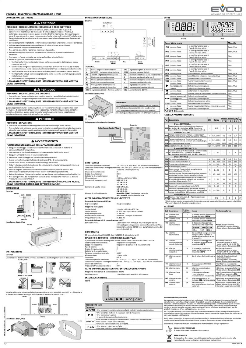 Evco EV3 Mix Manuel utilisateur