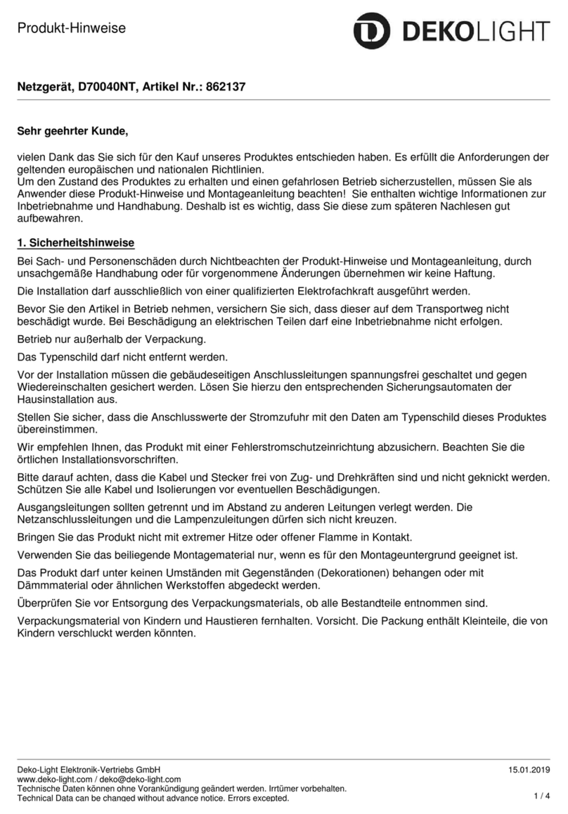 DekoLight D70040NT Manuel de service