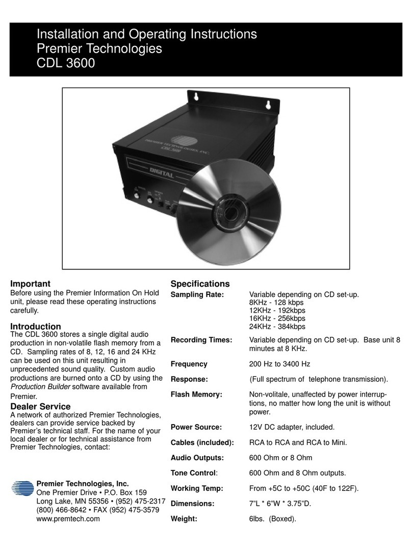 Premier Technology CDL 3600 Manuel utilisateur Premier Technology CDL 3600 Manuel utilisateur