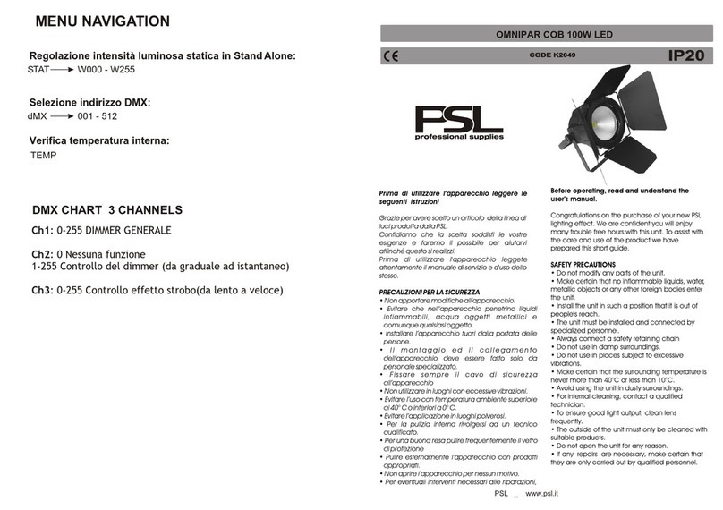 PSL OMNIPAR COB Manuel utilisateur