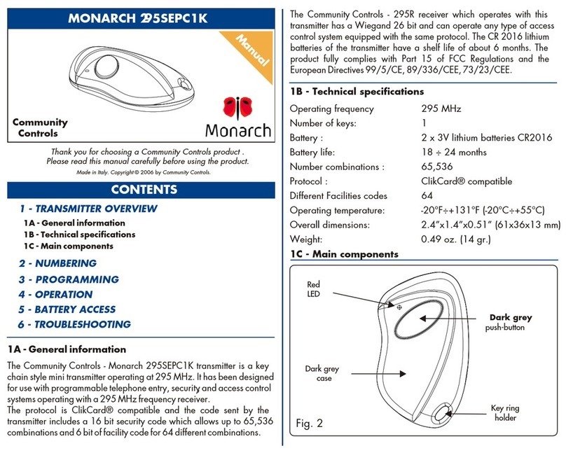 Community Controls MONARCH 295SEPC1K Manuel utilisateur