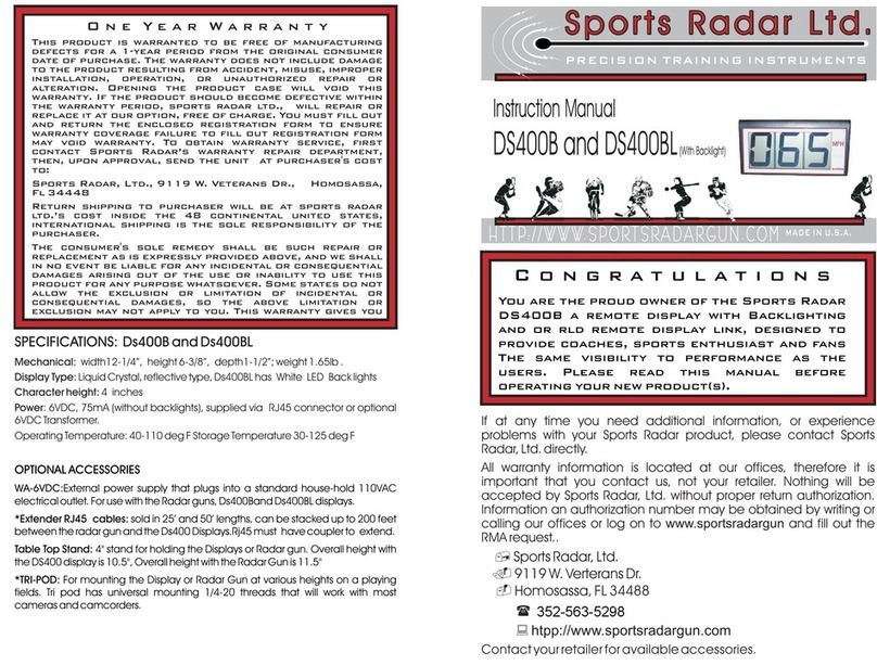 Sports Radar DS400B Manuel utilisateur Sports Radar DS400B Manuel utilisateur