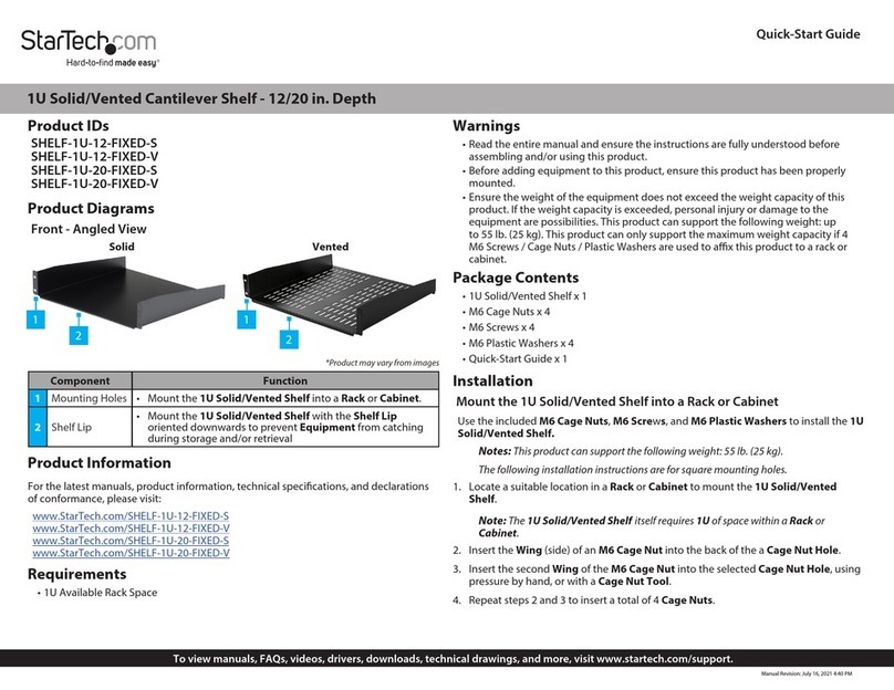 StarTech.com SHELF-1U-12-FIXED-S Manuel utilisateur