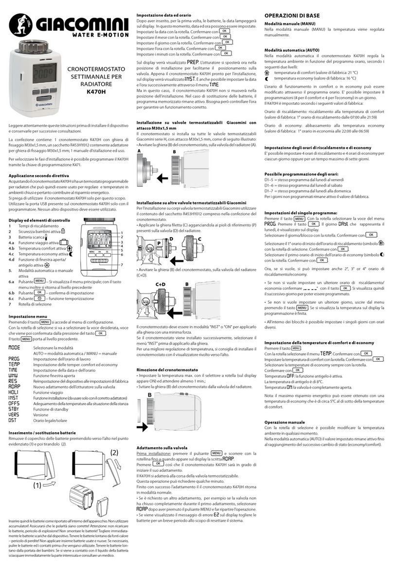 Giacomini K470H Manuel utilisateur