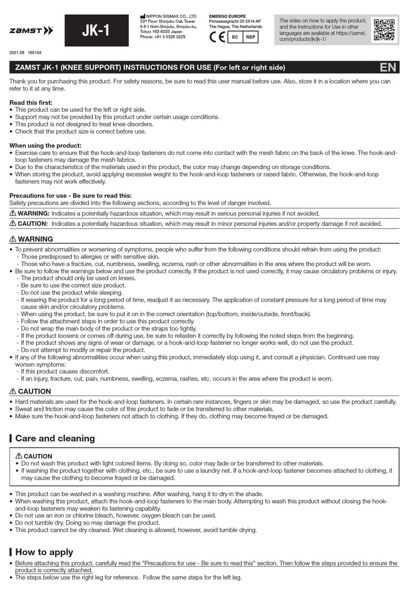 ZAMST JK-1 Manuel utilisateur