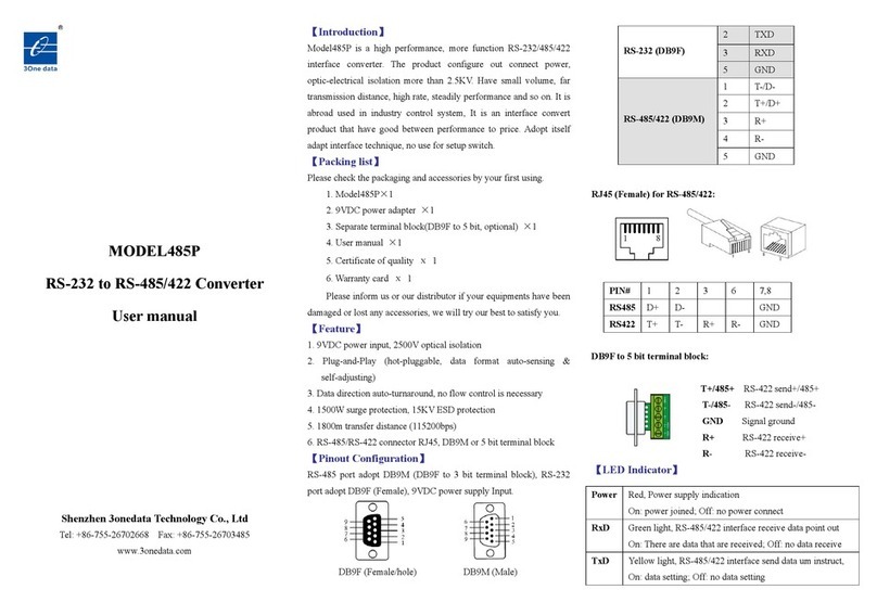 3One data 485P Manuel utilisateur