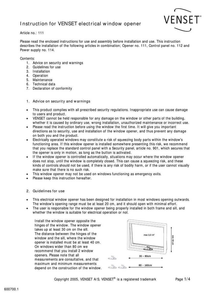 Venset 111 Manuel utilisateur Venset 111 Manuel utilisateur