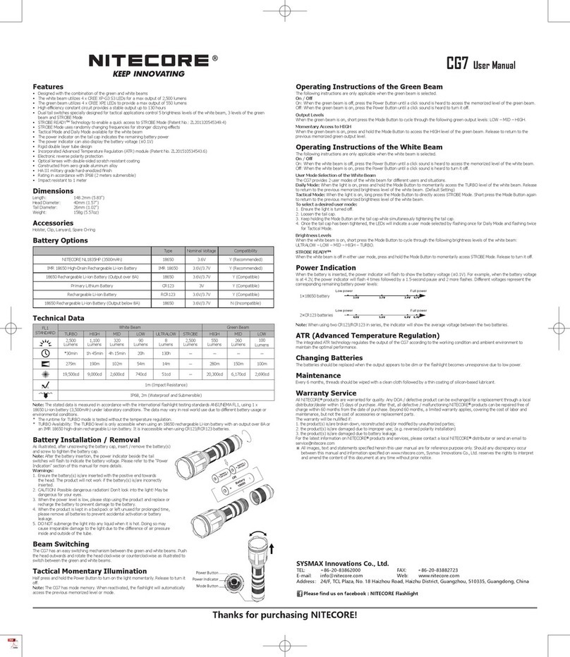 Nitecore CG7 Manuel utilisateur