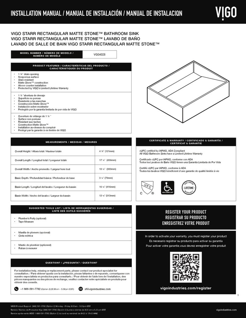 VIGO VIGO STARR RECTANGULAR MATTE STONE VG04025 Manuel utilisateur