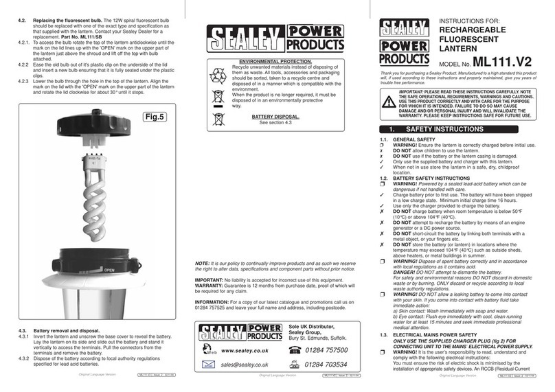 Sealey ML111.V2 Manuel utilisateur