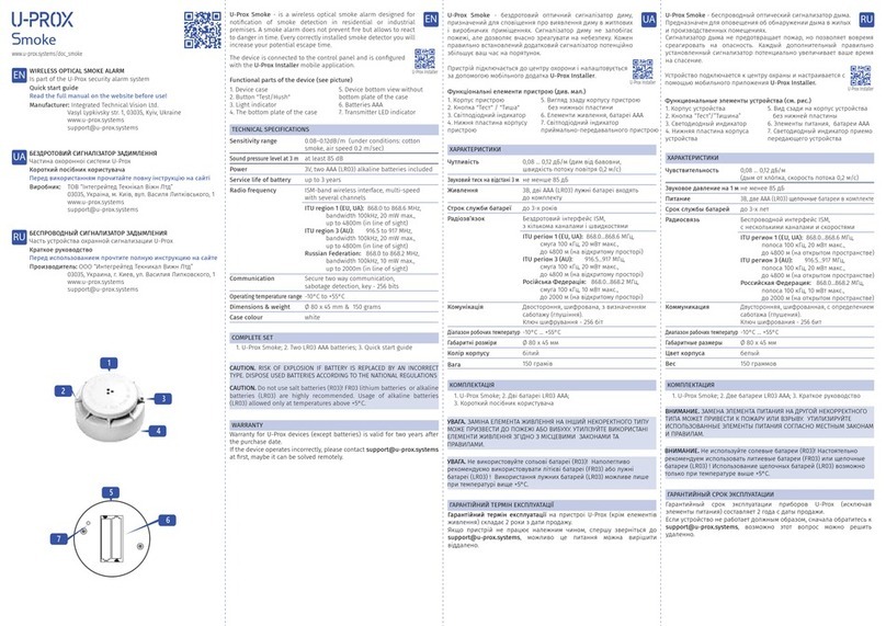 U-Prox Smoke Manuel utilisateur