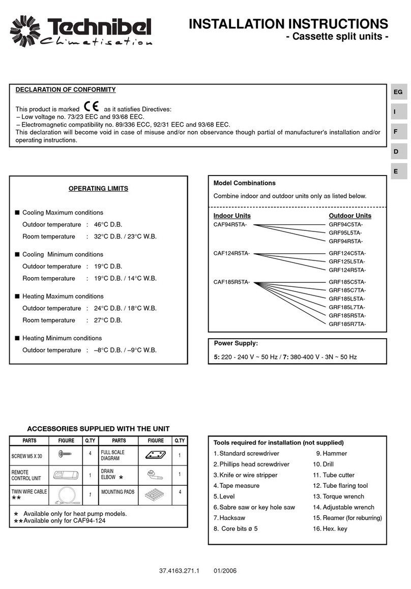 Technibel Climatisation CAF94 Manuel utilisateur