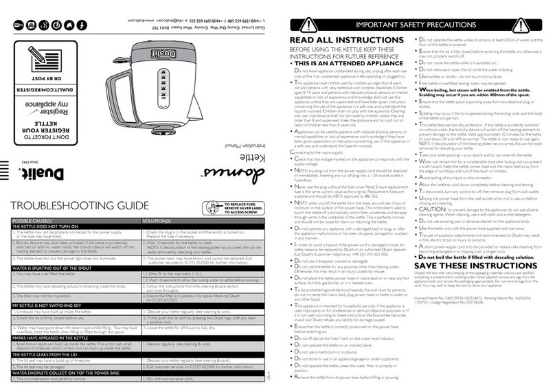 Dualit Domus Manuel utilisateur