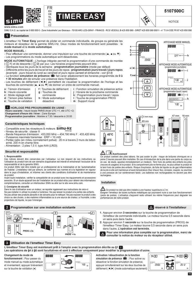 Simu TIMER EASY Manuel utilisateur