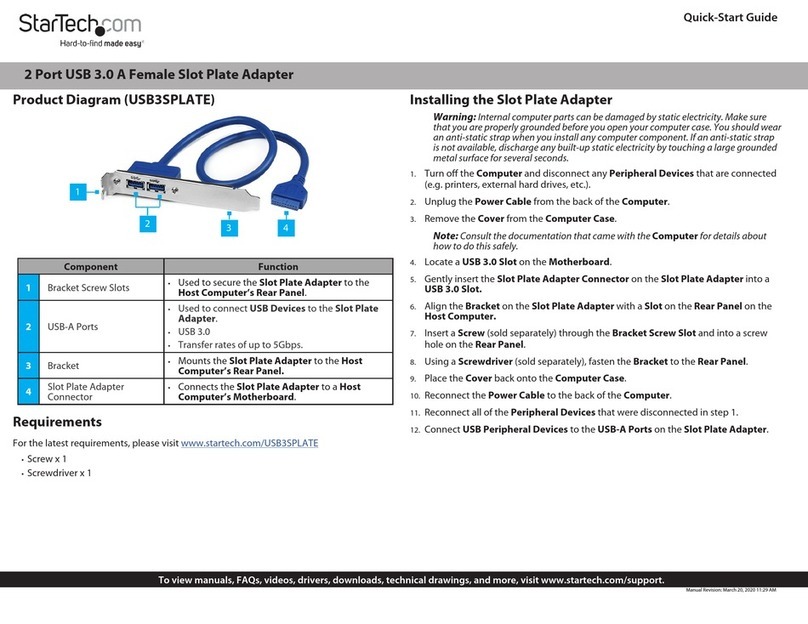 StarTech.com USB3SPLATE Manuel utilisateur