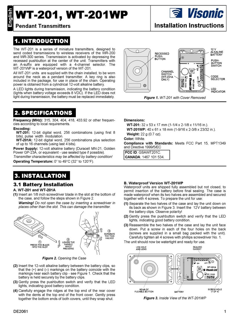 Visonic WT-201WP Manuel utilisateur
