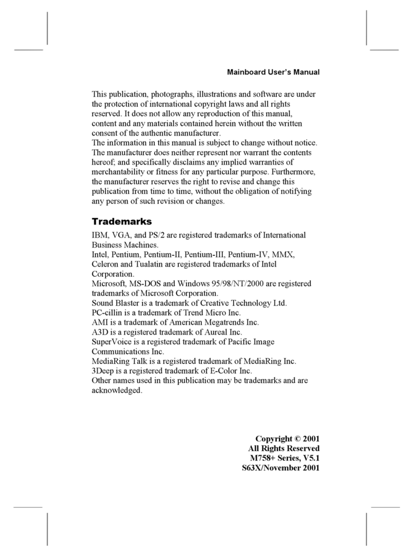 PCchips M758 Plus Series Manuel utilisateur PCchips M758 Plus Series Manuel utilisateur