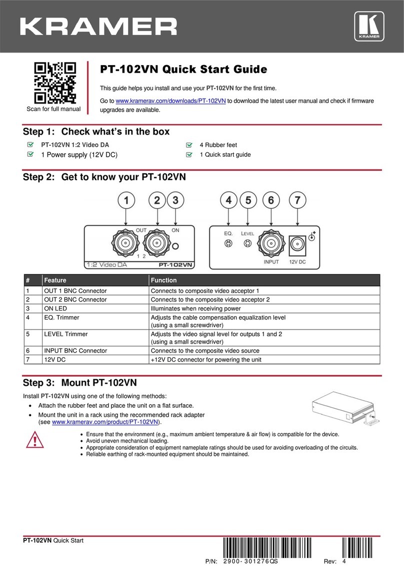 Kramer PT-102VN Manuel utilisateur