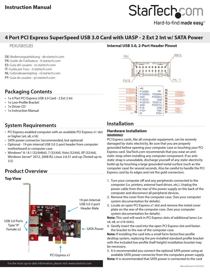 StarTech.com PEXUSB3S2EI Manuel utilisateur