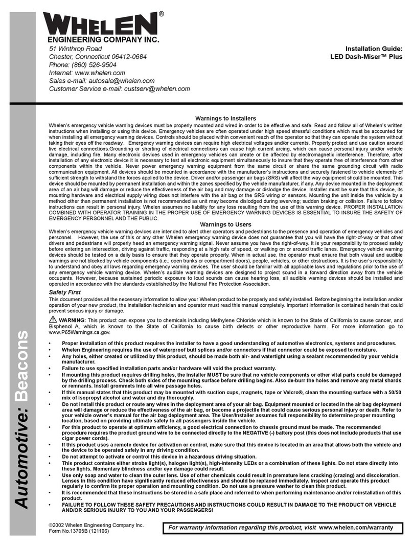 Whelen Engineering Company Dash-Miser Plus Manuel utilisateur