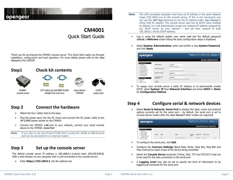Opengear CM4001 Manuel utilisateur