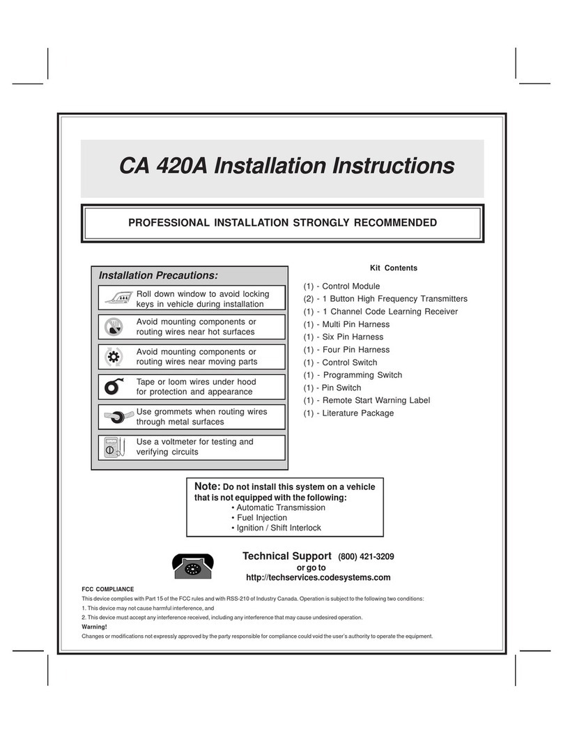 Code Alarm 420A Manuel utilisateur