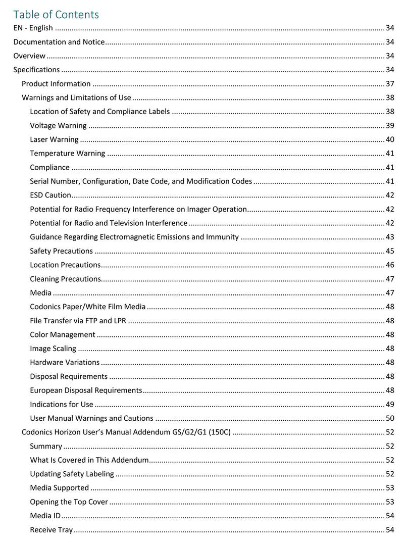 Codonics Horizon GS Manuel utilisateur