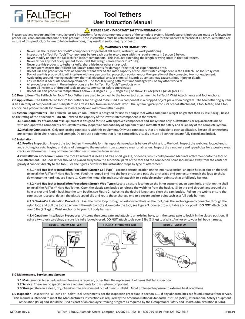 Falltech For Tools Manuel de l'opérateur