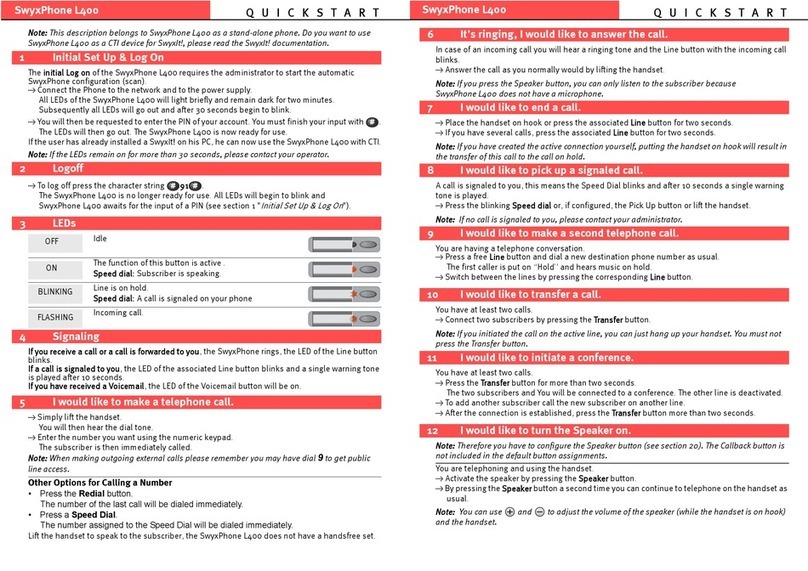 Swyx SwyxPhone L400 Manuel utilisateur Swyx SwyxPhone L400 Manuel utilisateur