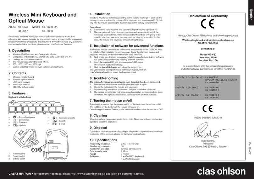 Clas Ohlson GL-6630-UK Manuel utilisateur