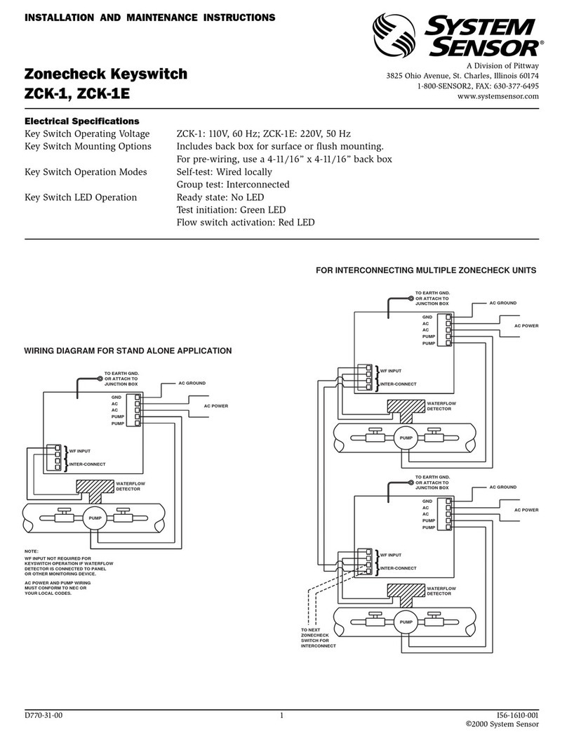 System Sensor Zonecheck Keyswitch ZCK-1 Manuel utilisateur