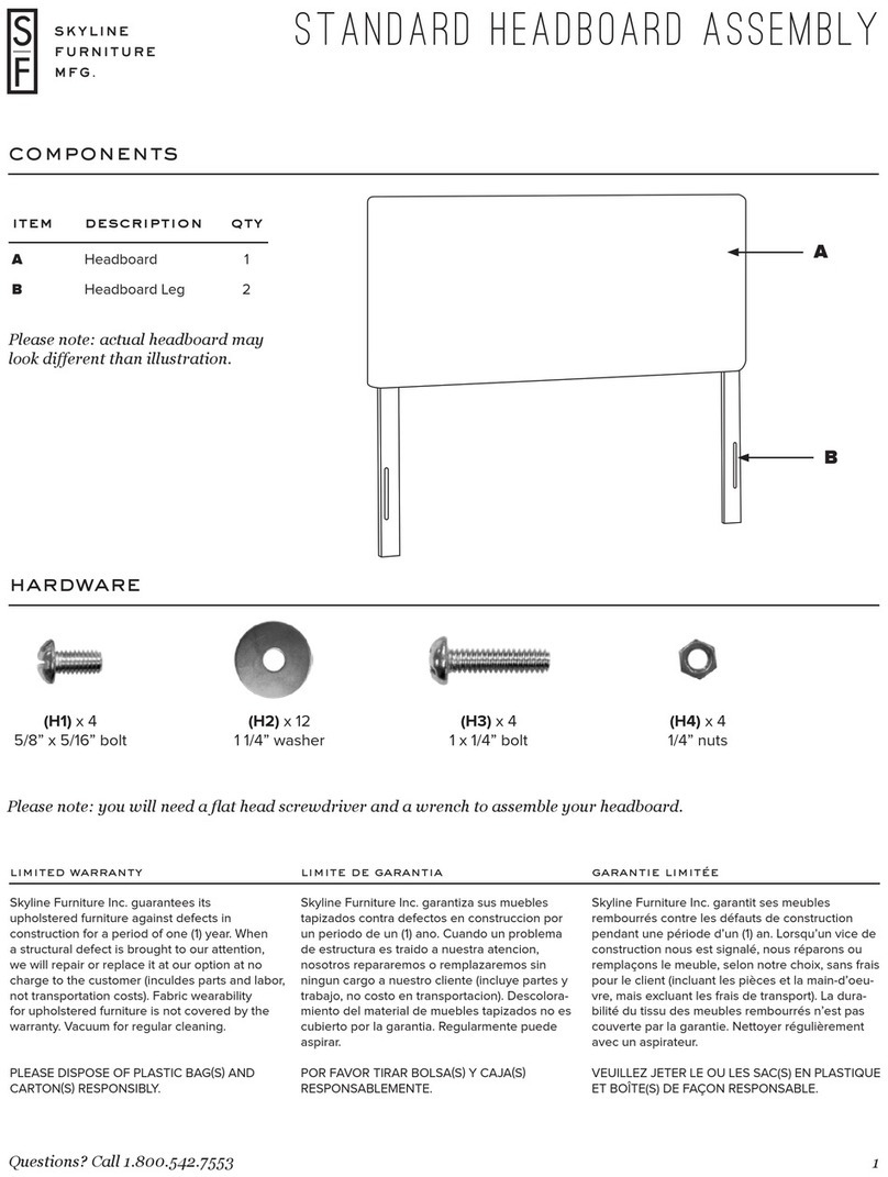 Skyline Furniture Standard Headboard Manuel utilisateur