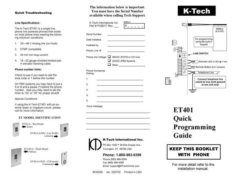 K-Tech ET401 Mode d'emploi K-Tech ET401 Mode d'emploi