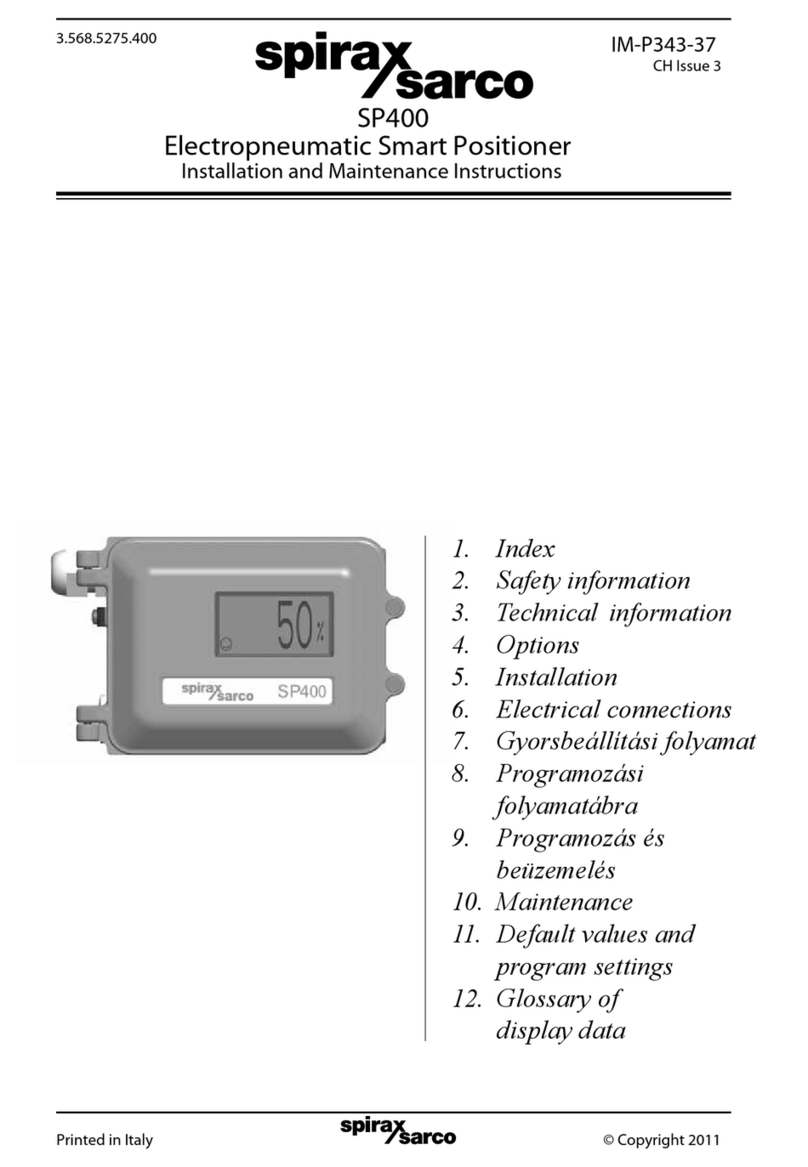 Spirax Sarco SP400 Manuel utilisateur