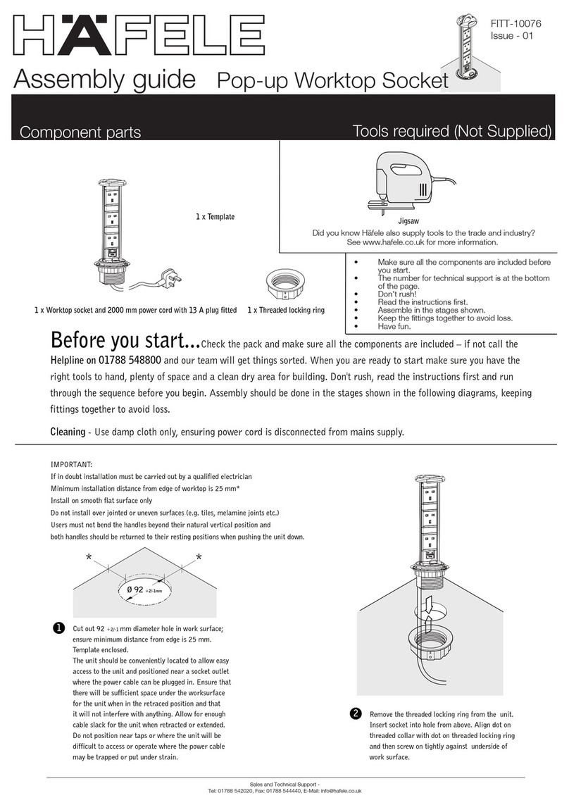 Hafele Pop-up Worktop Socket Manuel utilisateur Hafele Pop-up Worktop Socket Manuel utilisateur