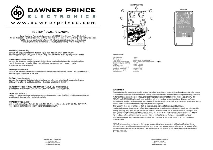 Dawner Prince Electronics RED ROX Manuel utilisateur