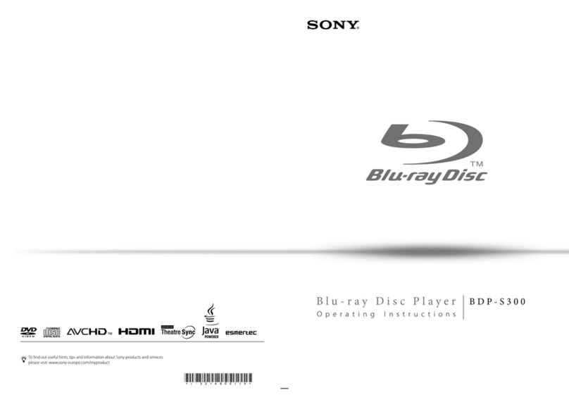 Sony BDP-S300 - Blu-Ray Disc Player Manuel utilisateur